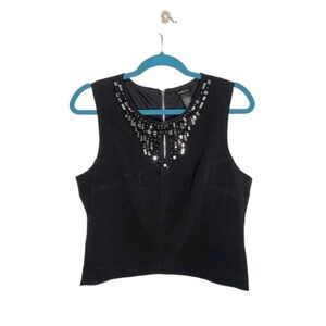 Rue21 Black Embellished Keyhole Neck Sleeveless Blouse
